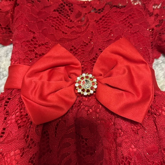 Red Lace Holiday Dress by Rare Editions - Size 2T - Picture 4 of 9